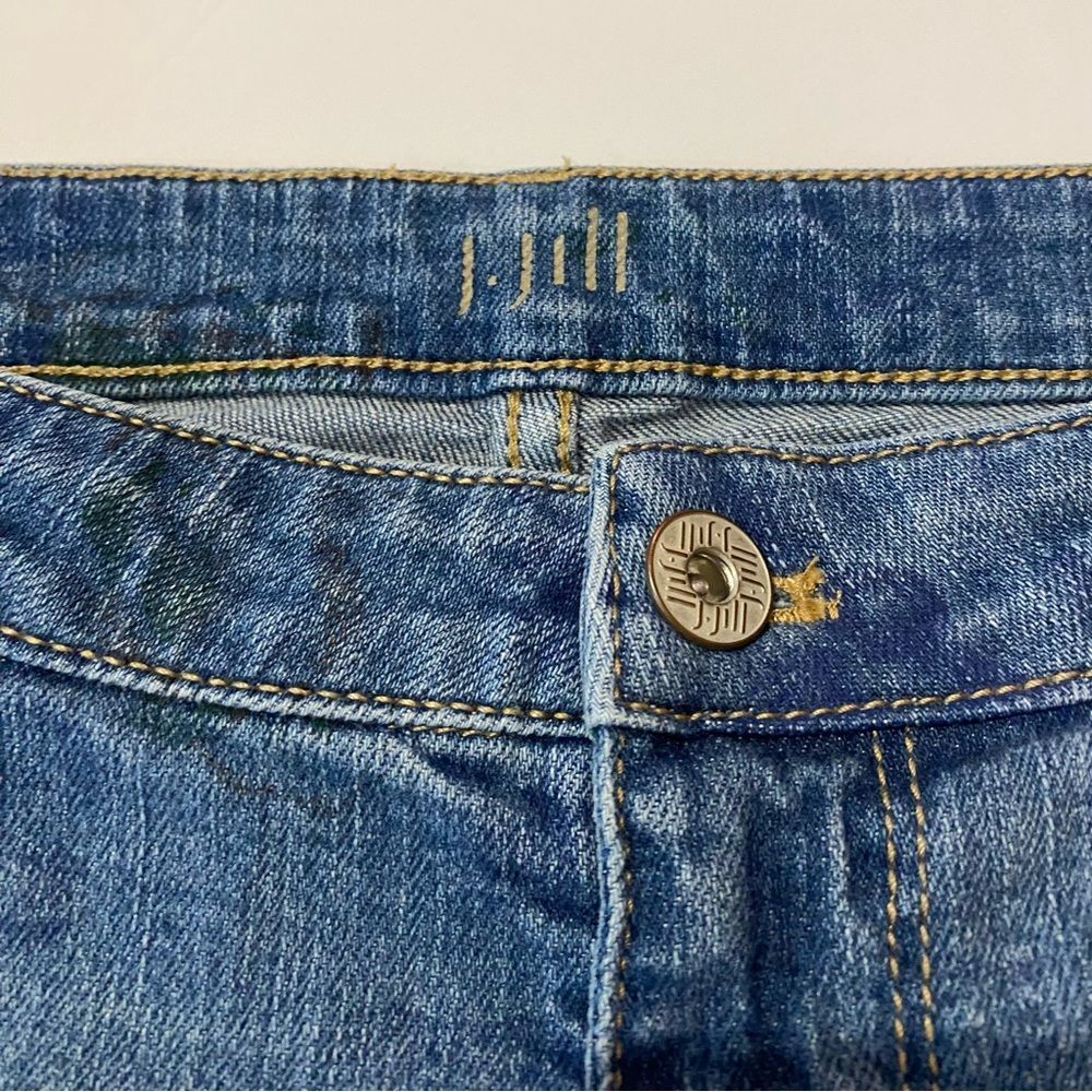 J. Jill Denim Straight Fit Slim Boyfriend Ink Stamped Floral Print Jeans Size 8 - Picture 3 of 13